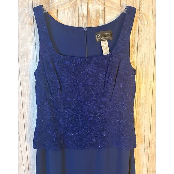 Alex Evenings Blue 2 Piece Set Jacket and Evening Gown - Size 10 - Picture 8 of 10